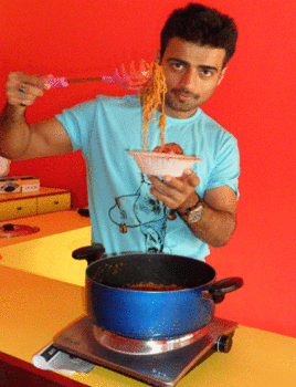 Manish Naggdev serves Noodles