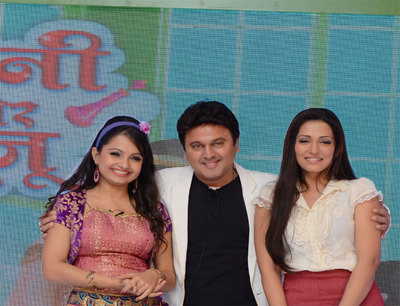 Ali Asgar with Giaa Manek and Navina Bole in SAB TV\'s new show Jeannie Aur Juju