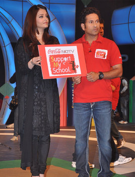 Campaign Ambassadors Aishwarya Rai and Sachin Tendulkar at NDTV's 'Support My School' 