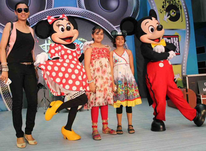 Gauri Tonk with daughter and Micky Mouse & Minni Mouse