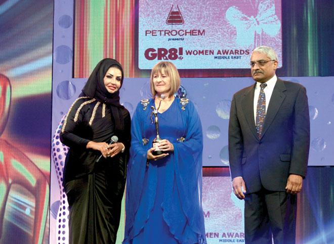 Badria Al Mulla (President of International Emirates Bussiness Group- IEBG) and Manjeet Singh (President- Sony Entertainment Television) to Isobel Abulhoul