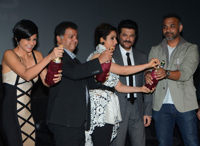 Mandira Bedi, Raj Nayak CEO, COLORS, Tisca Chopra, Abhinay Deo celebrating the trailer launch of 24