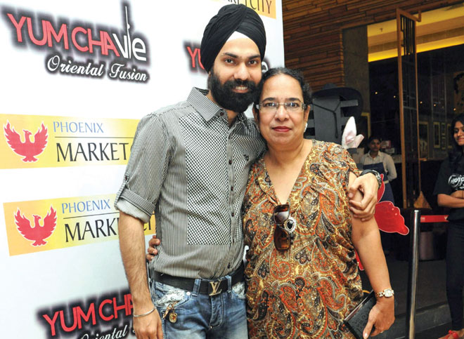 AD Singh with his mother