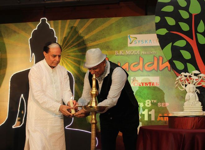 Mr. Subhash Chandra and Dr. BK Modi lighting the lamp and unveiling Zee TV's new show - Buddha