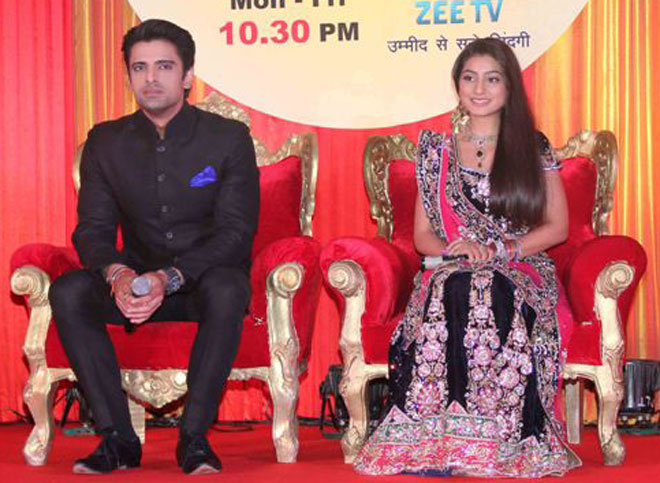 Mohit Malik as Smarat Singh Rathore and Neha Marda as Urmi at the launch of Doli Armanon Ki