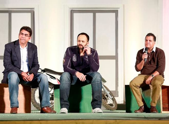 Rohit Shetty, with Deepak Dhar MD,Endemol India and Raj Nayak CEO, COLORS at Khatron Ke Khiladi press launch