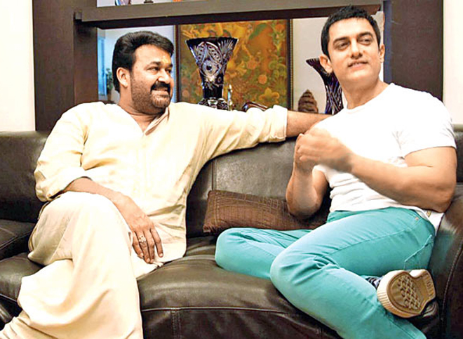 Superstar Mohanlal with Aamir Khan 