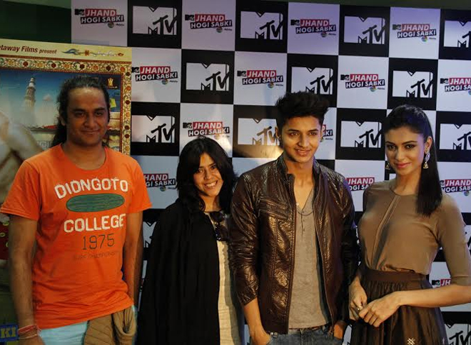 Vikas Gupta Programming Head of MTV India, Ekta Kapoor, host and actor Siddharth Gupta and actor Simran Kaur Mundi