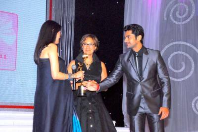 Her Excellency Joy Bruelhart wife of the Swiss Ambassador and Arjan Bajwa to Saher Shaikh