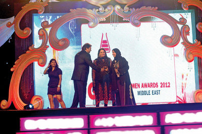 Shashi Ranjan and Falguni Mehta (Director Petrochem-Middle East) to H.E. Sarah Shuhail 