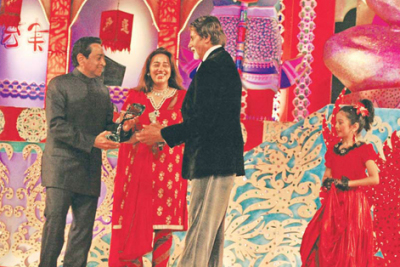 Shri Kamal Nath with Anu Ranjan and Amitabh Bachchan