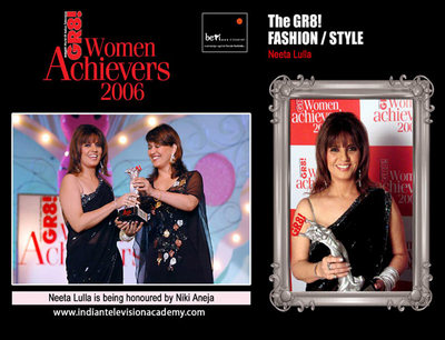 Neeta Lulla honoured by Nikki Aneja 