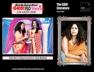 Anita Nair is being honoured by Yukta Mookhey 