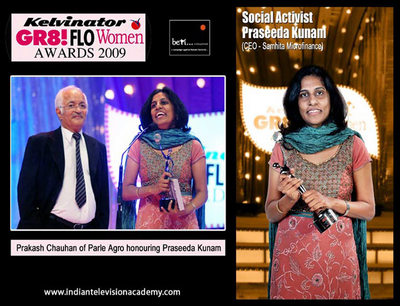 Prakash Chauhan of Parle Agro honouring Praseeda Kunam