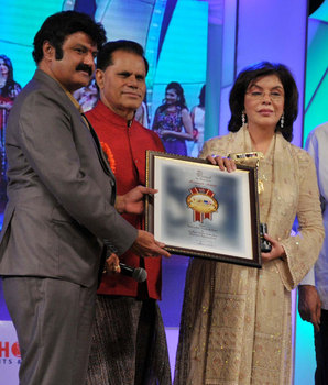 Bala Krishna, T.Subbaarami Reddy with Zeenat Aman