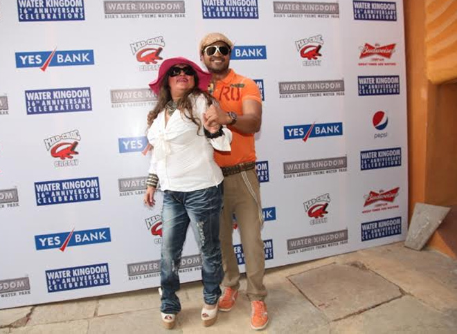 DJ Akbar Sami and Dolly Bindra celebrating Water Kingdom 16th Anniversary