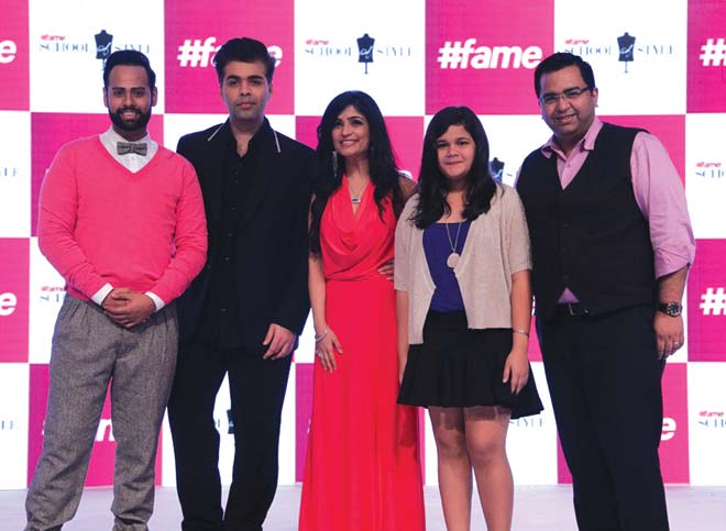 (L-R) VJ Andy, Karan Johar, Shibani Kashyap, Saloni, Ajay Chopra